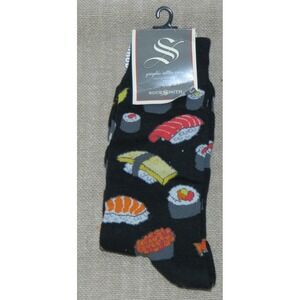 Sock Smith‎ Socks Mens Black Sushi  Novelty Print Size 9-12